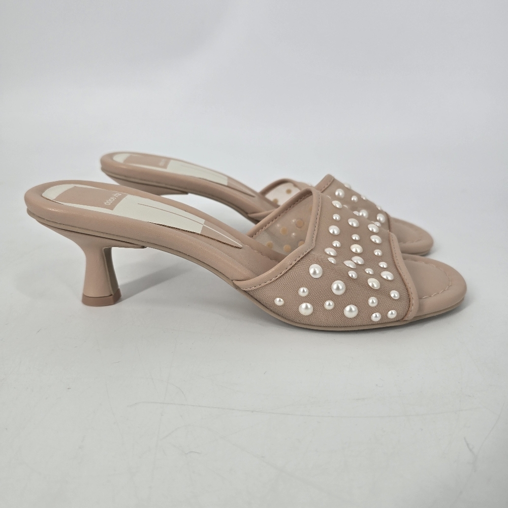 Dolce Vita Narda Pearl Square Toe Slide Sandals in Blush Mesh Size 7 NEW